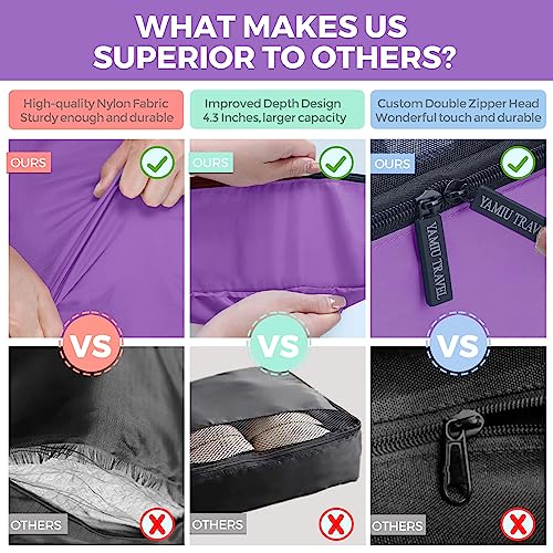 YAMIU Packing Cubes for Suitcases, 7 Pcs luggage organizer bags with Shoe Bag, 2 Waterproof Travel Toiletry Bags, Travel Cubes for Travel Essentials Travel Accessories