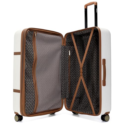 Badgley Mischka Grace 3 Piece Polycarbonate-ABS Expandable Retro Luggage Set (White)