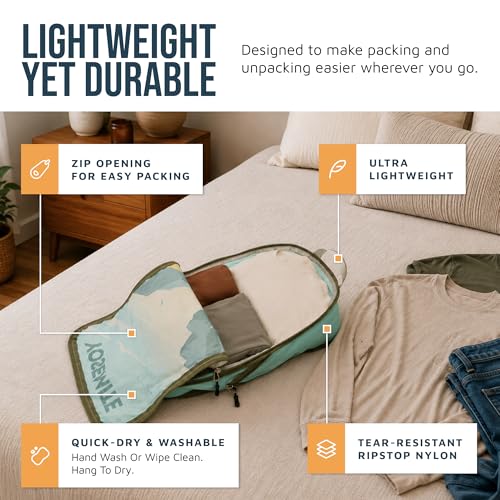 Large Compression Packing Cubes for Travel-Packing Cube Luggage Organizers 7 Piece Set for Checked Luggage-Ultralight, Expandable/Compression Bags by TRIPPED Travel Gear (National Parks)
