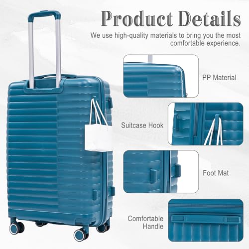 Hardshell 4 Luggage Sets, Lightweight Wave Suitcases with Spinner Wheels
