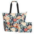 tplaotee Japanese Water Lily Bloom Sturdy travel tote bags for women with zipper bags for women tote for Travel Gym Vacation