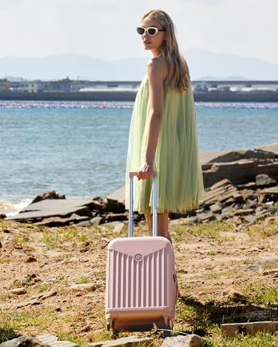 BAGSMART Hardside Expandable Luggage With Spinner Wheels, PC Lightweight Carry-On Luggage Airline Approved With TSA Lock, Durable Women Travel Suitcase Carry On 20 Inch, Pink