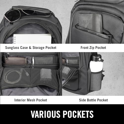 Kenneth Cole REACTION Parker Polyester Abrasion-Resistant Travel 17" Laptop Backpack with Removable Laptop Sleeve, Black
