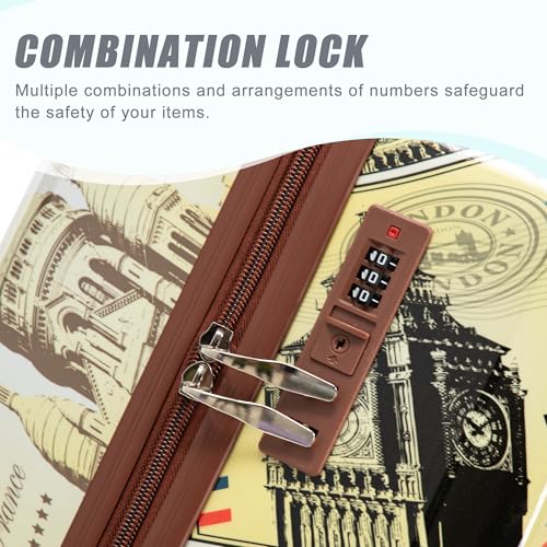 MoBtovs Luggage Sets, 3 Piece Durable Suitcase Set, PC with Printed pattern and Combination Lock, 20"/24"/28", Suitable for Long Term travel and Carrying with You, Black Vintage