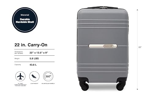 Travelers Club 22" Richmond Spinner Carry-On Luggage, Charcoal