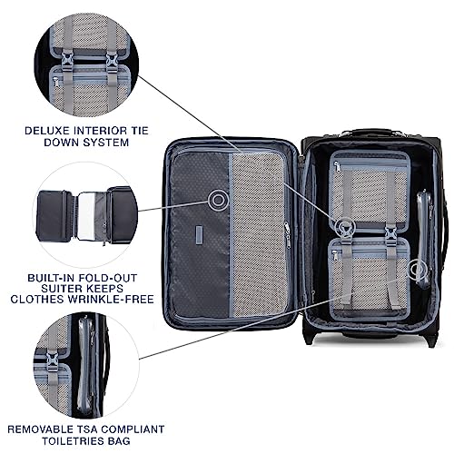 Travelpro Platinum Elite Softside Expandable Carry on Luggage, 2 Wheel Upright Suitcase, USB Port, Men and Women, Shadow Black, Carry On 22-Inch