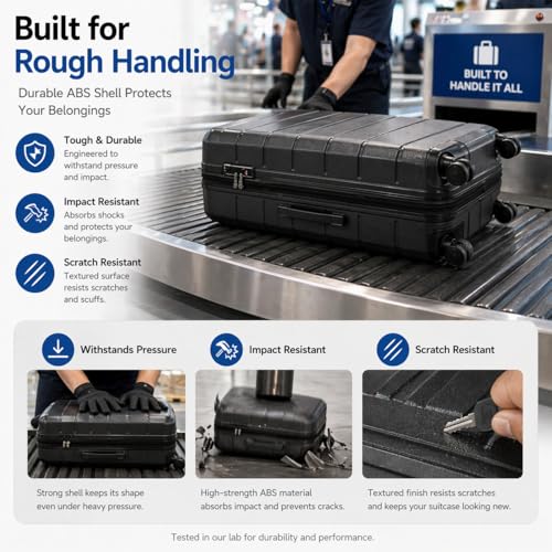 YOETEY Luggage Sets 3 Piece, Expandable Hardshell Suitcase with TSA Lock & Silent Spinner Wheels, Lightweight Hardside Travel Suitcase Set for International Trips (20/24/28 in, Black)