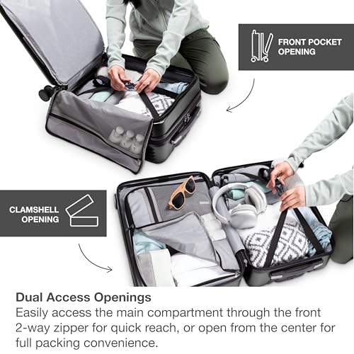 Traveler's Choice Mykel Dual Opening Polycarbonate Hardside Suitcase with Sleeve and Ergonomic Handle