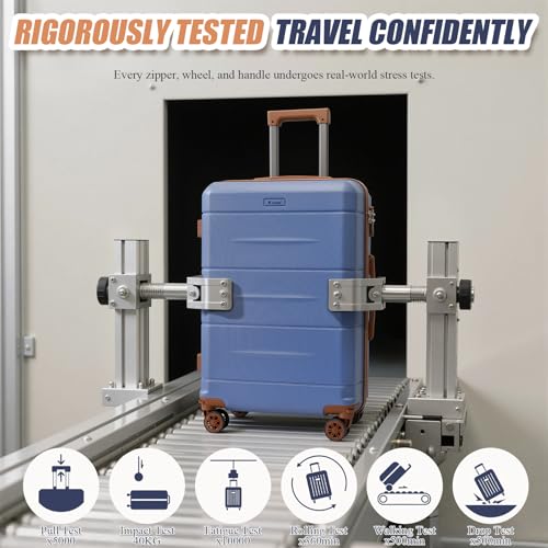 KUNEL Luggage Sets 5 Piece Hardshell Suitcase Sets with Detachable Spinner Wheels, ABS Carry on Luggage with TSA Lock,Travel,PurpleTaro（20/24/28 Inch