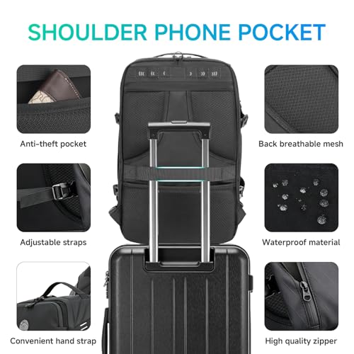 SWICKY 40L Travel Backpack for Men – TSA Friendly Carry-On, 17.3" Laptop Sleeve, Water-Resistant, Quick-Access Phone Pocket, Large Weekender for Travel & Commute