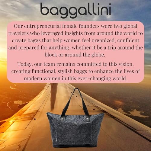 Baggallini Women's Carryall Expandable Packable Tote, Midnight Blossom