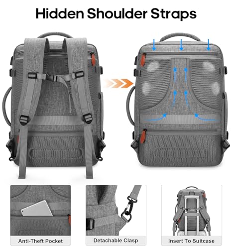 Bagsure Travel Backpack Carry On Backpack 42L Flight Approved, Expandable Laptop Backpack with Packing Cubes & Shoe Pocket, Water Resistant Luggage Backpack for Men Women, Large Backpack 20 * 14 * 7"