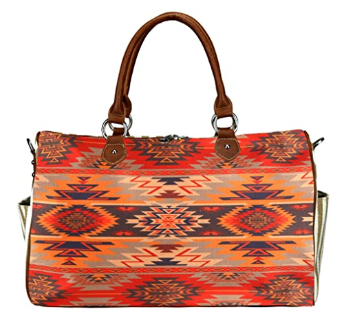 Montana West Weekender Travel Duffel Bag Travel Duffle Bags Western Aztec Sport Gym Bag for Women Men Brown MW976-5110BR