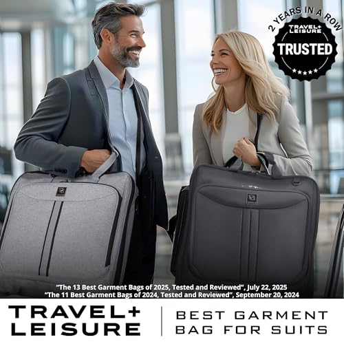 ZEGUR Premium Suit Garment Bag Carry On - Hangs 4 Suits - Travel & Business with Shoulder Strap and Laptop Compartment