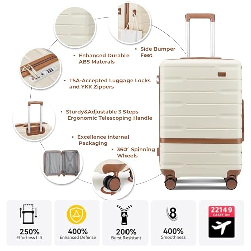 Luggage Sets, Suitcase with Spinner Wheels, PC+ABS Hardshell Travel Luggage Set with TSA Locks,Lightweight Rolling Luggage，Carry on suitcase with YKK Zippers(Pink) Fathers Day Gift for Dad Men Husband