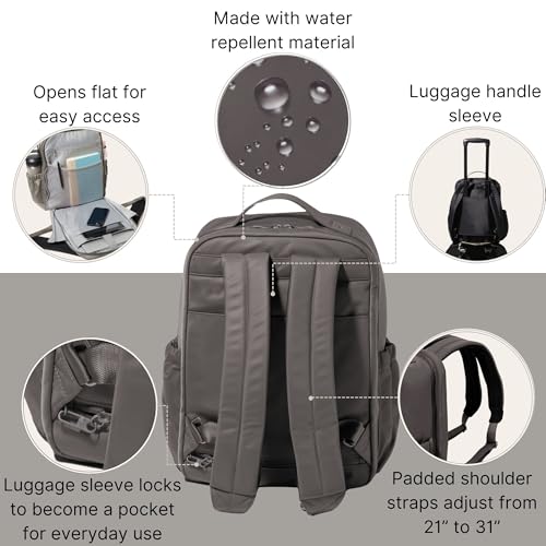 Baggallini Tribeca Expandable Laptop Backpack - 15"x11" Lightweight RFID Computer Bag for Work & Travel with Luggage Sleeve
