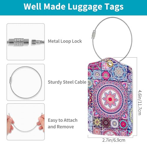Fishent Luggage Tag, 3 Pack Travel Cruise Luggage Tags for Suitcases, Cute Suitcase Tags Identifiers Bag Tags with Privacy Flap, Baggage Name Tag for Women Men Luggage Backpack Handbag School Bag