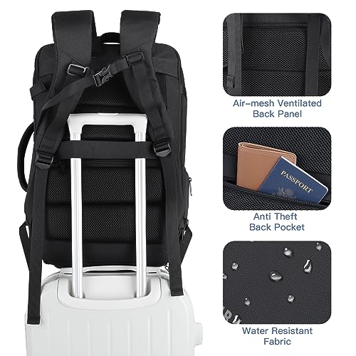 Gieury Carry On Backpack, 50L Travel Backpack, Luggage Backpack TSA Flight Approved Laptop Backpack for Men & Women, Large Expandable 40L Daypack Lightweight Business Weekender Bag, Black