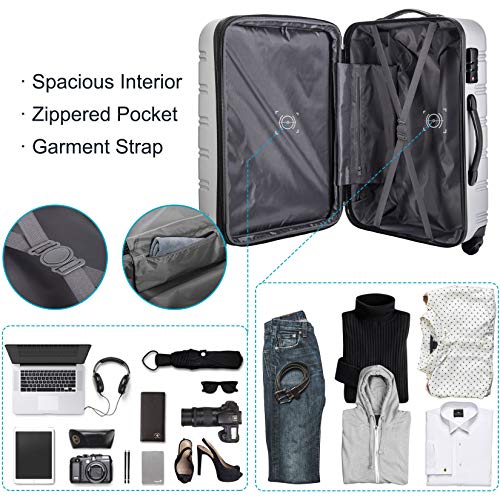 Merax Luggage Set, Lightweight Carry on Luggage Airline Approved, Hard Case with Spinner Wheels,Black, 3 Set