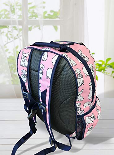 effe bebe Ethan & Emerson School Backpack, Pink Bull Dog (Large)
