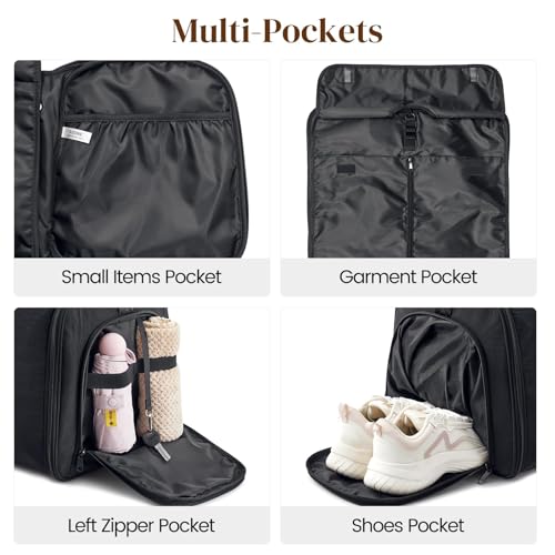 S-ZONE Garment Duffle Bags for Travel Carry on Convertible 2 in 1 Suit Bags Hanging Suitcase with Toiletry Bag 50L