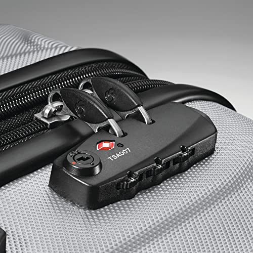 Samsonite Omni PC Hardside Expandable Luggage with Spinner Wheels, Silver, Checked-Large 28-Inch