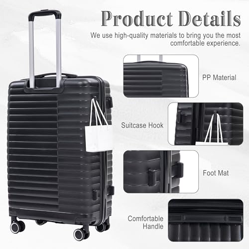 Hardside 4 Luggage Set, Lightweight Wave Suitcase with Spinner Wheels
