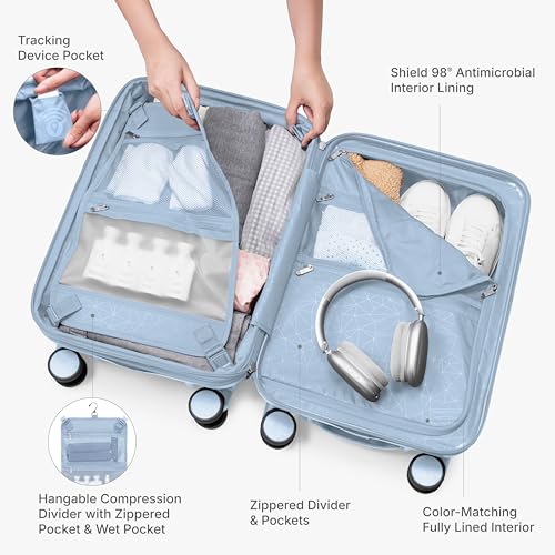 Traveler's Choice Edinburgh II Hardside Spinner Luggage, TSA Lock, Blue, 21" Carry-on