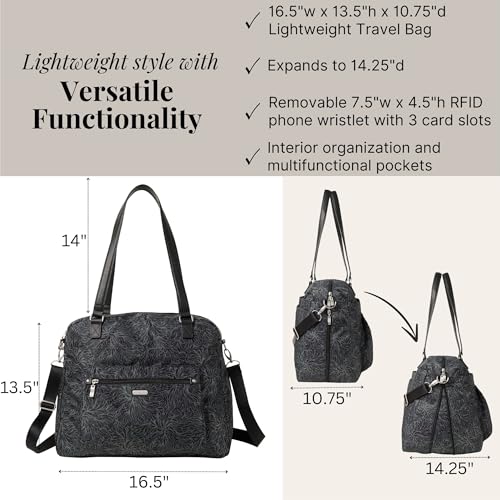 Overnight Expandable Laptop Tote - 16.5"x13.5" Lightweight Weekender Carry-on Travel Bag for Women