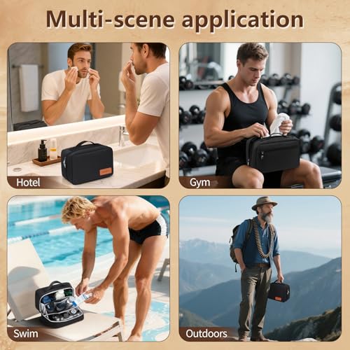 BagUrshion Toiletry Bag for Men,Mens Travel Toiletry Organizer,Men's Travel Essentials,Water Resistant Shaving Bag for Toiletries Accessories -Black