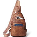 LATMAP 7L Sling Bag For Women Faux Leather Anti Theft Small Casual Daypack Backpack Fanny Pack Crossbody Chest Bags Purse Waterproof Brown