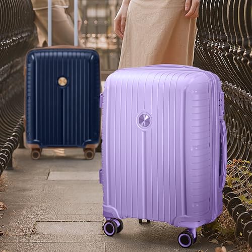 Joyway Suitcase Set 3 Piece Luggage Sets with TSA Lock, PP Hardside Carry on Luggage Set, Travel Lightweight Suitcases with Wheels, Light Purple