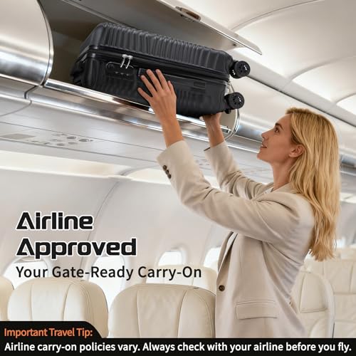 Rosamo Luggage Sets 3 Piece, ABS Suitcase Set (20/24/28), Hardside luggage with Spinner Wheels, Travel Luggage, 14x8x9 Airline Approved Carry on, Lightweight Luggage with High-Security Lock