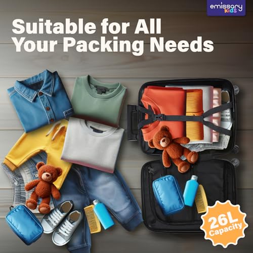 emissary Kids Luggage with Wheels, Hardside Toddler Carry On Suitcase Set, Lightweight Rolling Travel Bag for Boys and Girls, Airline Approved Travel Gifts - Dinosaur