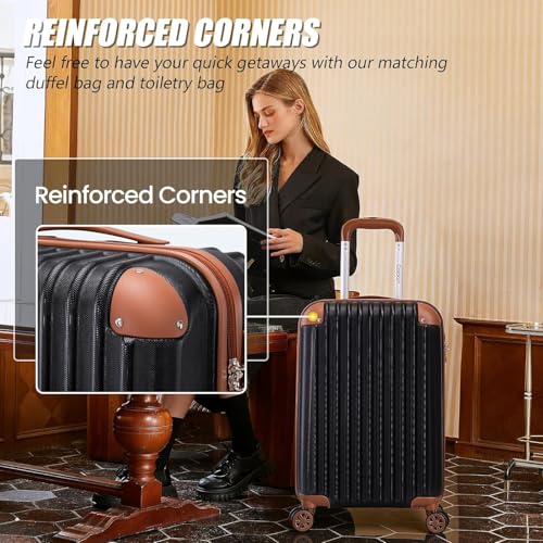 Cosbarn Carry On Luggage Sets 3 Piece, 20 Inch Luggage 22x14x9 Airline Approved with Wheels and TSA Lock, ABS Lightweight Hardshell Travel Suitcase Set with Duffel Bag Travel Bag for Men Women