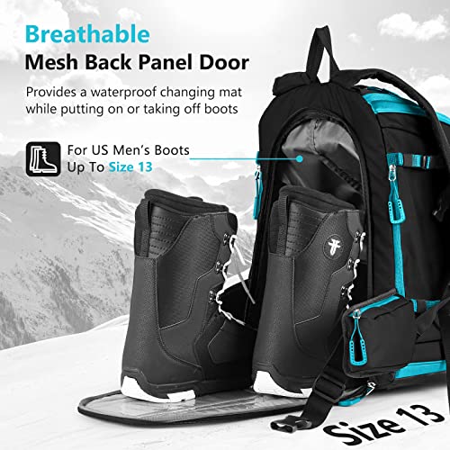 MORXPLOR Ski Boot Bag - 65L Padded, Waterproof Ski Travel Backpack for Gear & Accessories
