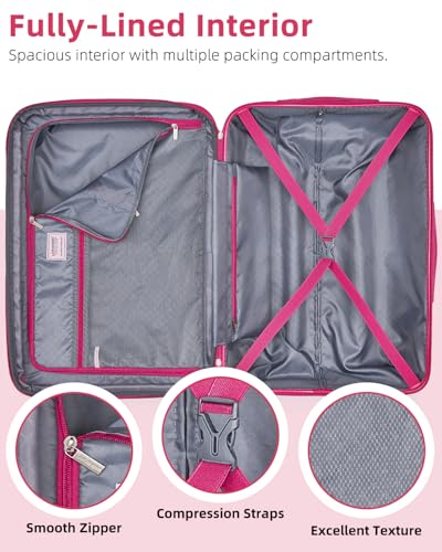 LARVENDER Luggage Sets 6 Piece Hardside Expandable Suitcase with Wheels TSA Lock Double Spinner Wheels, PC+ABS Multicolor Lightweight Travel Luggage Sets for Women, Berry Sparkling