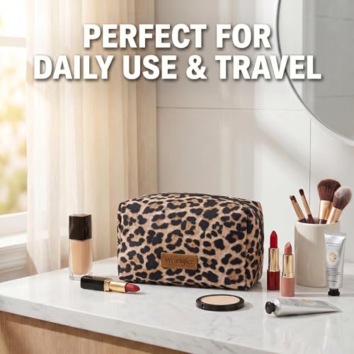 Montana West X Wrangler Travel Makeup Bag Waterproof Cosmetic Bag Portable Makeup Pouch for Women Large Toiletry Bag