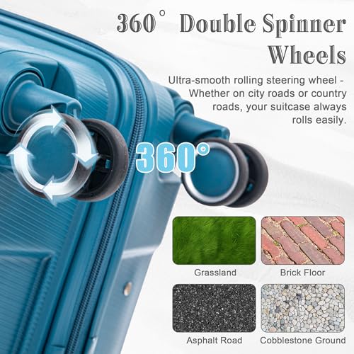 Hardshell 4 Luggage Sets, Lightweight Wave Suitcases with Spinner Wheels