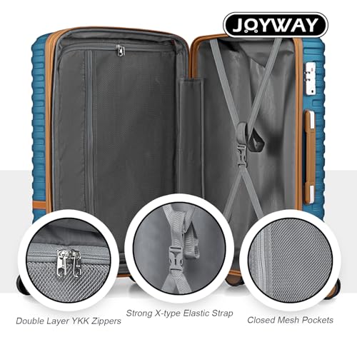 Joyway Luggage Set 7 Piece Suitcase Sets with Spinner Wheel,Hardside Expandable Travel Laggage with TSA Lock(18/20/24/28 Blue)