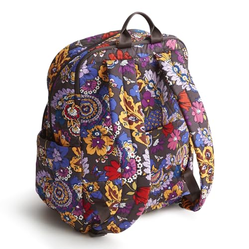 Vera Bradley Women's Premium Cotton Large Bancroft Backpack, Colorful Bouquet, One Size
