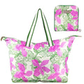 Lilly Pulitzer Large Packable Tote, Reusable Grocery Bag that Packs Into Itself, Tote with Shoulder Strap and Zipper (Sunset Shadows Home)