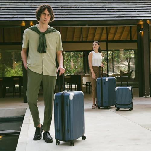 LEVEL8 Grace Luggage Sets Hardshell Suitcase with Wheels, Sturdy Large Suitcase Tsa Lock 20 Inch Expandable Carry on 24 Inch 28 Inch Checked Luggage, 3-Piece Set (20/24/28), Black