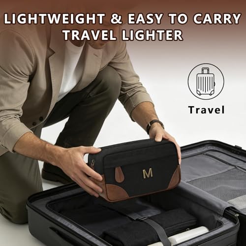 CLOUDWINGS Personalized Gifts for Men Dad - Initial Travel Toiletry Bag Hanging Dopp Kit, Waterproof Shaving Bag with Large Capacity, Fathers Day Birthday Gifts for Him Dad Husband Boyfriend (M)