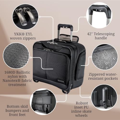 Ricardo Beverly Hills Flight Essentials Softside Wheel-A-Board Bag, Rolling Laptop Carry-On Luggage, Durable Ballistic Nylon Fabric, Water and Stain Resistant, Men and Women, 16.5-Inches Wide