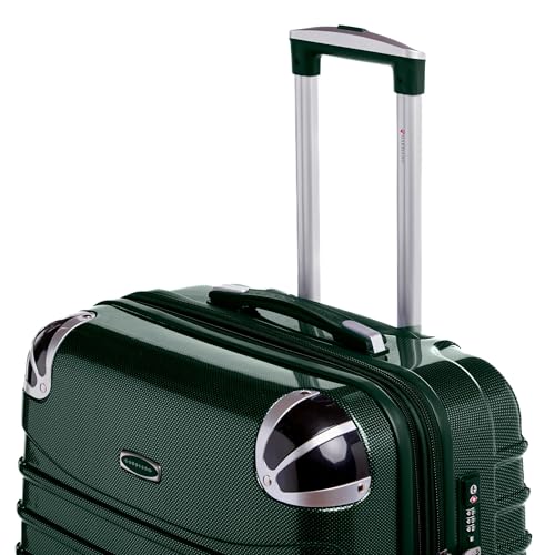 Gabbiano Vintage 3-Piece Luggage PC Hard Shell Set – Expandable Polycarbonate Luggage Set with Spinner Wheels, TSA Lock, Hardside Vintage Luggage Sets (Green, Carry-On 21")
