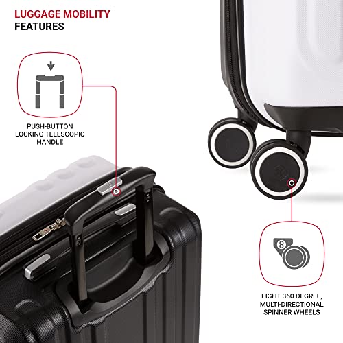 SwissGear 8028 Hardside Expandable Spinner Luggage, Black/White, Checked-Large 28-Inch
