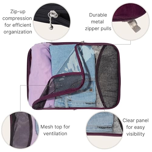 Baggallini Compression Cube 3-piece set - Lightweight Compression Packing Cubes for Travel