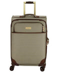 London Fog Cambridge 25" Expandable Spinner Softside Suitcase, Olive Houndstooth