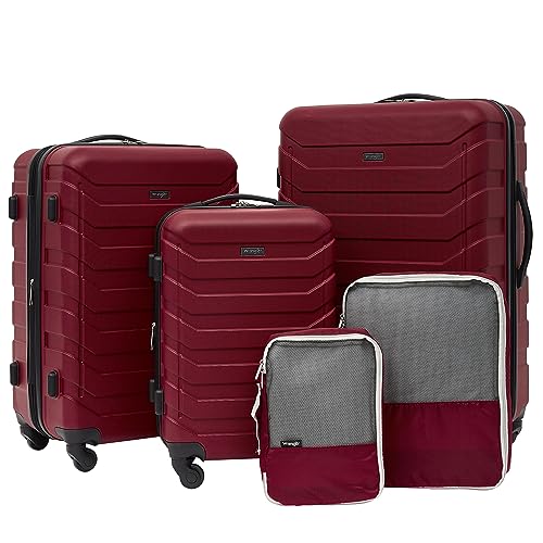 Wrangler 5 Piece Luggage & Travel Accessories Set, Red
